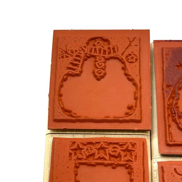 Stampin' Up! Holiday Woodcuts Rubber Stamps Christmas Sleigh Stocking Snowman - Picture 4 of 13